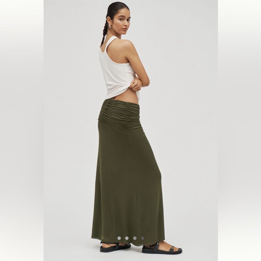 Anthropologie Maeve Ruched Yoke Column Maxi Skirt - Picture 4 of 5